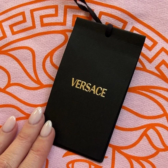 Versace Pink and Orange Crew Neck Sweatshirt Sz 38 (fits XS/S) - Picture 3 of 6